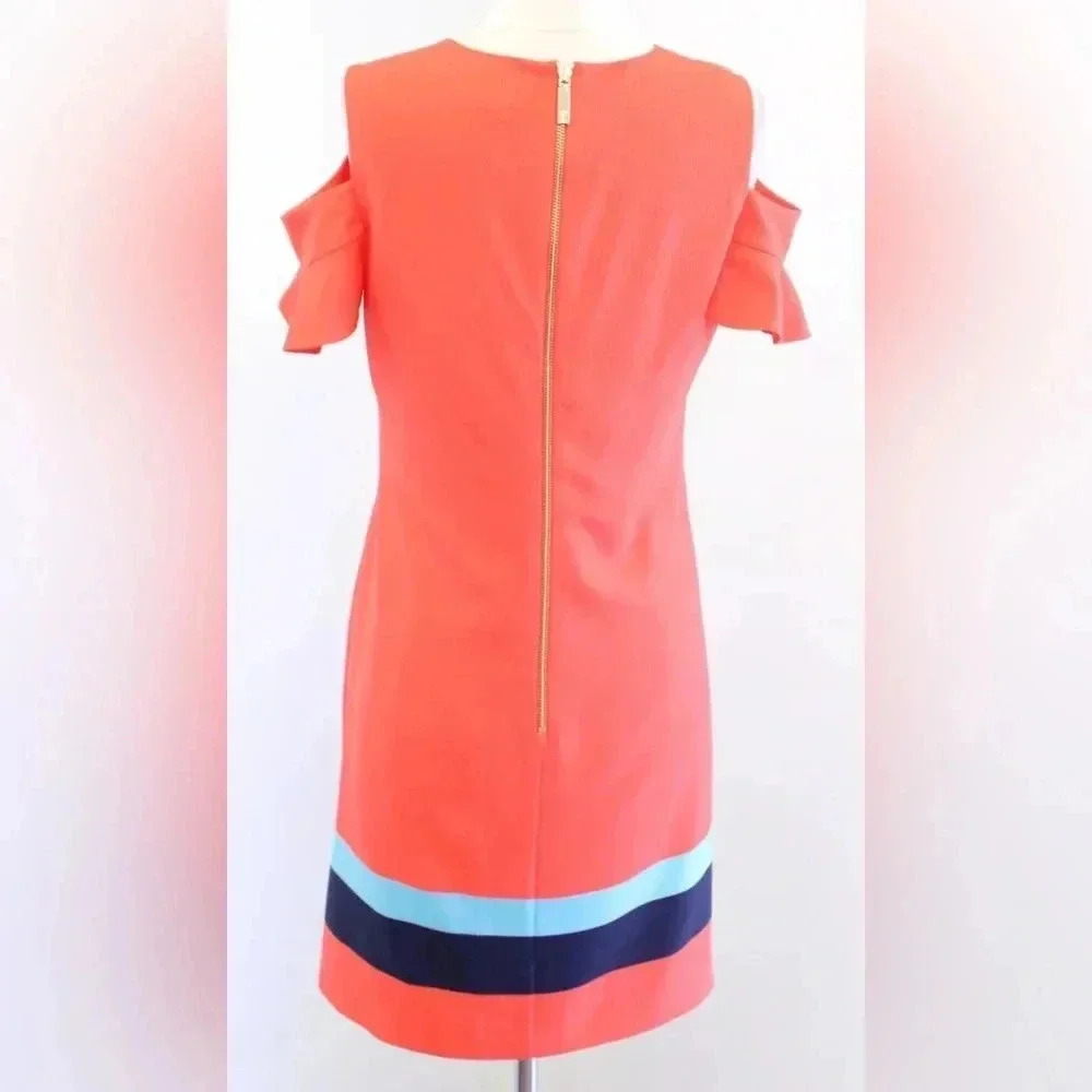 Ted Baker Leea Orange Colorful Floral Print Cold Shoulder Dress Size 4,  012 - Picture 9 of 10